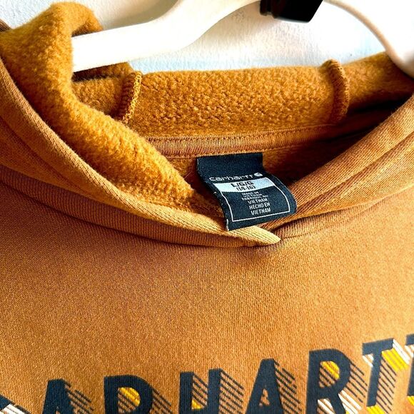Carhartt Boys Hoodie with Carhartt Logo Size Large 14/16 Tan - Picture 4 of 5